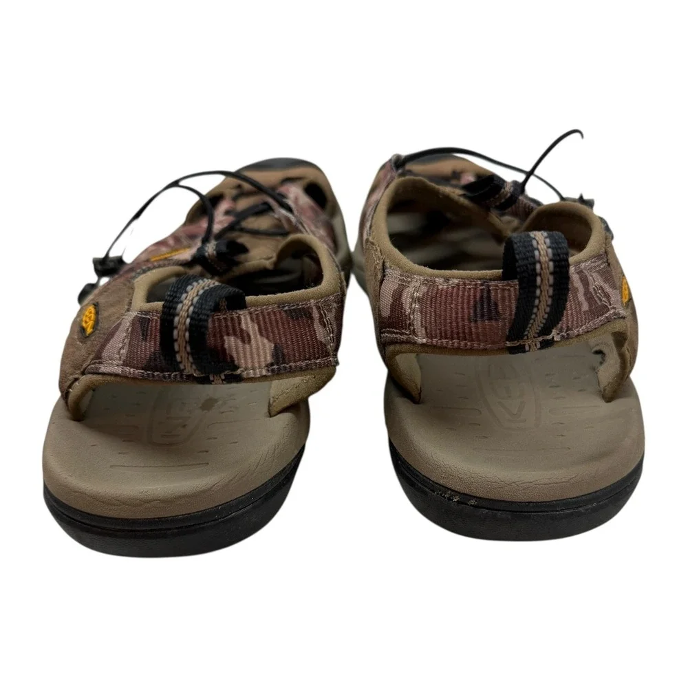 KEEN Clearwater CNX Sandals Mens 12 Brown Camo Bungee Lace Outdoor Hiking Logo